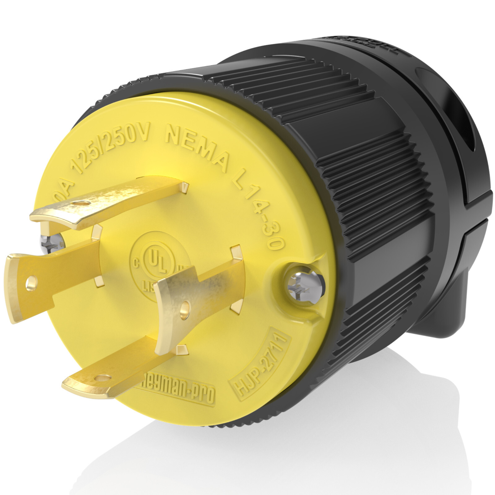 Journeyman Pro 2711 L14-30P 30A Twist Locking Male 4 Prong Generator Plug 30 amp