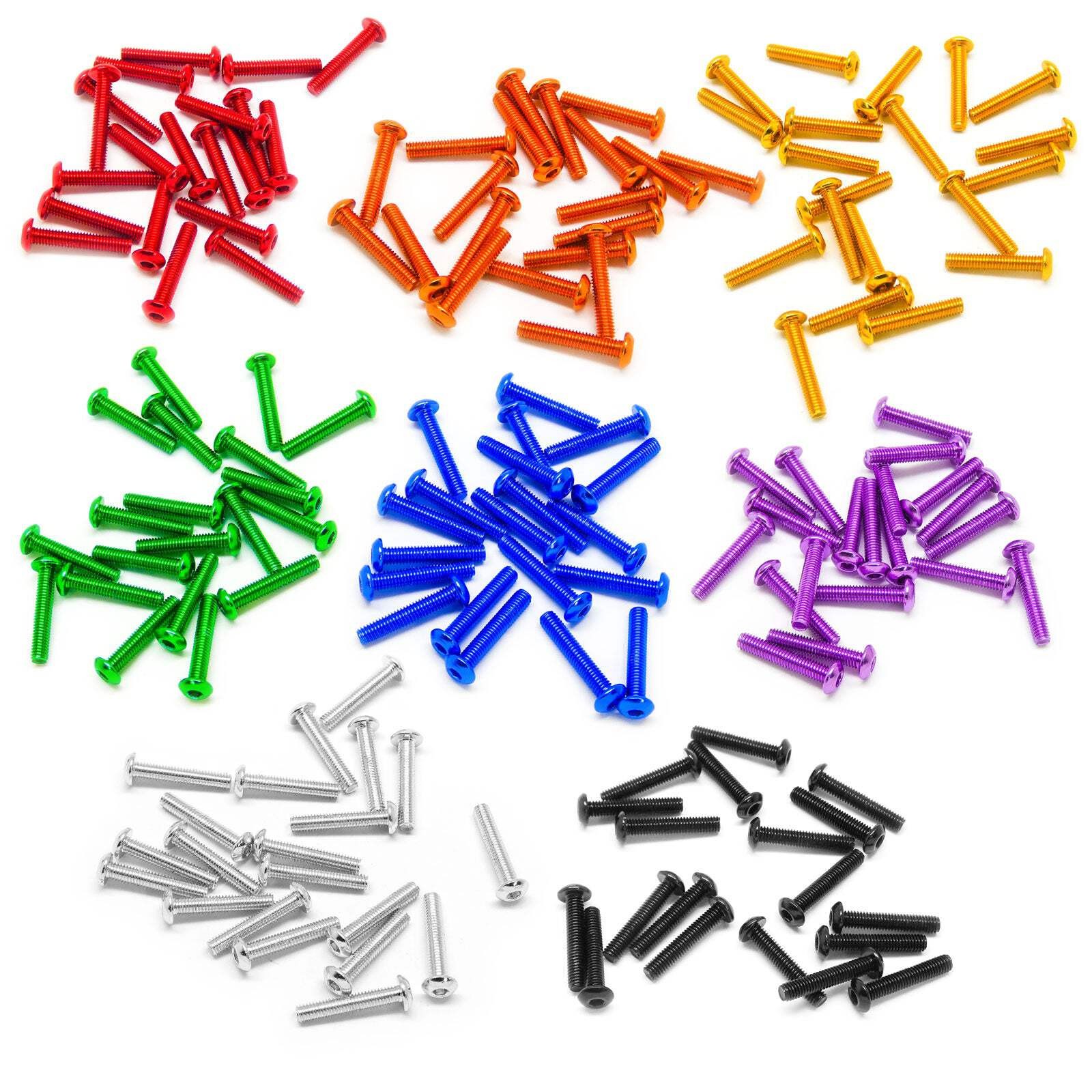 20pcs M3 3mm Button Head Allen Machine Screws 6063 Aluminum (Variety Length/Colo