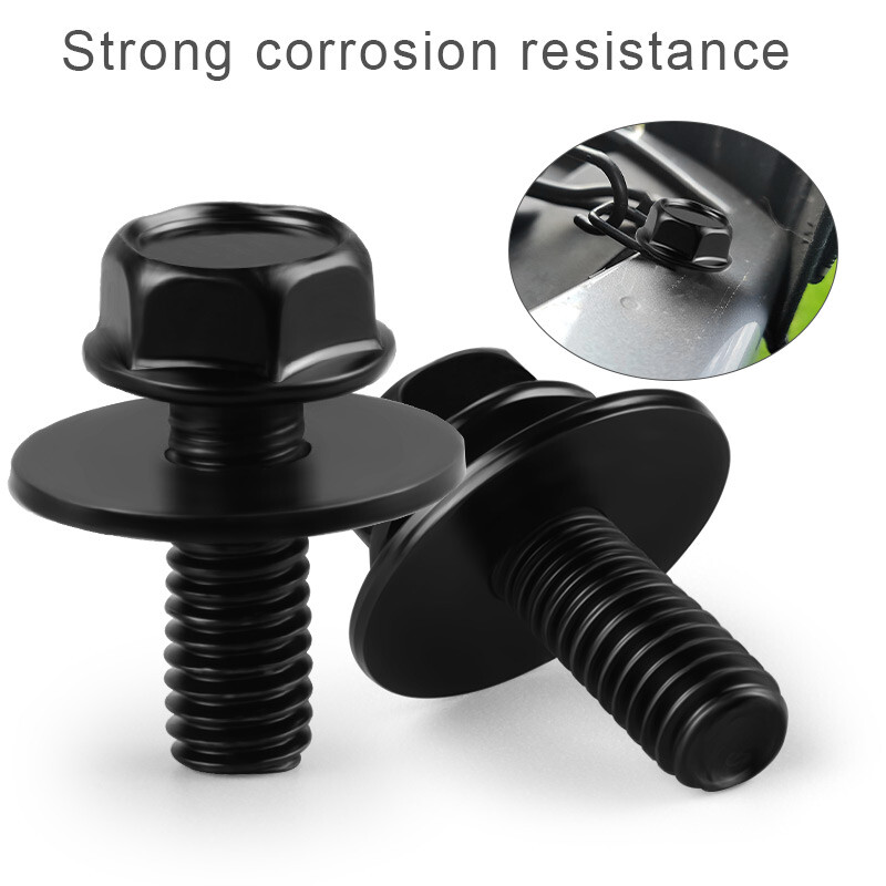 Car Auto Body Bolts Screws Fastener M6-1.0x 16mm Long- 10mm Hex- 17mm Washer USA