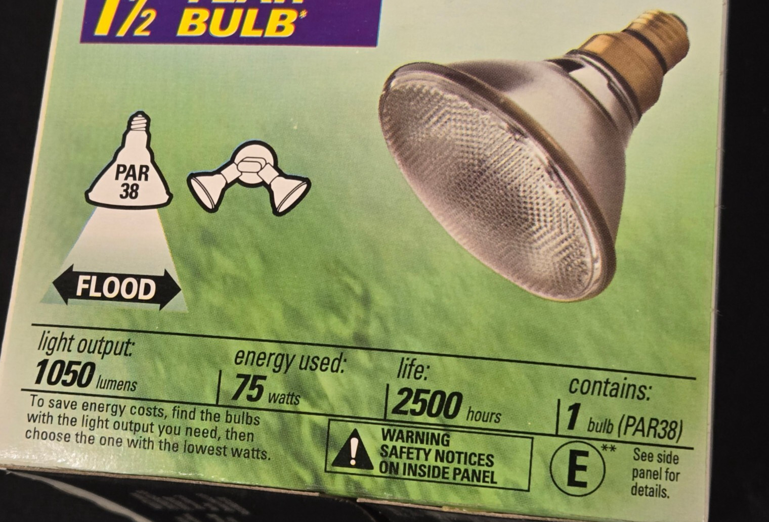 GE 14748 Halogen 75Watt 75w Par 38 1050 Lumens Outdoor Floodlight 2500Hrs