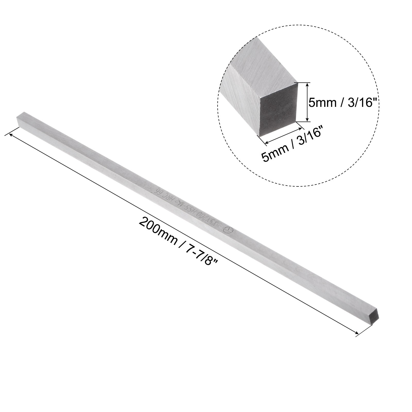 Square Lathe Tool Bit Blank 5mm x 5mm x 200mm M2 High Speed Steel Milling Blank