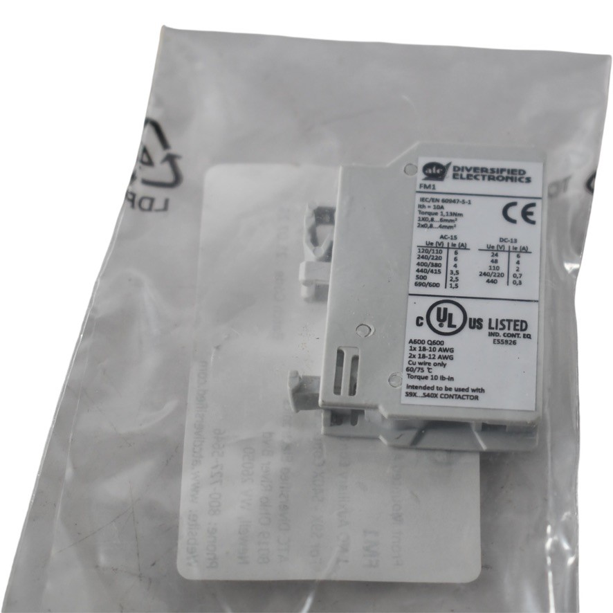 NEW ATC Diversified FM1 Front Mounted Auxiliary Contact 1 NO For S9X S40X