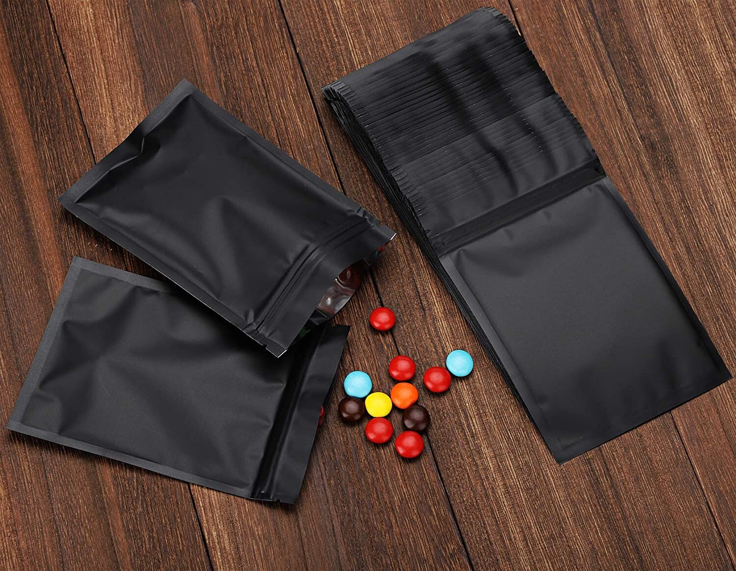 100 Premium 3×4″ Matte Black Small Double-Sided Mylar Foil Zip Storage Bags