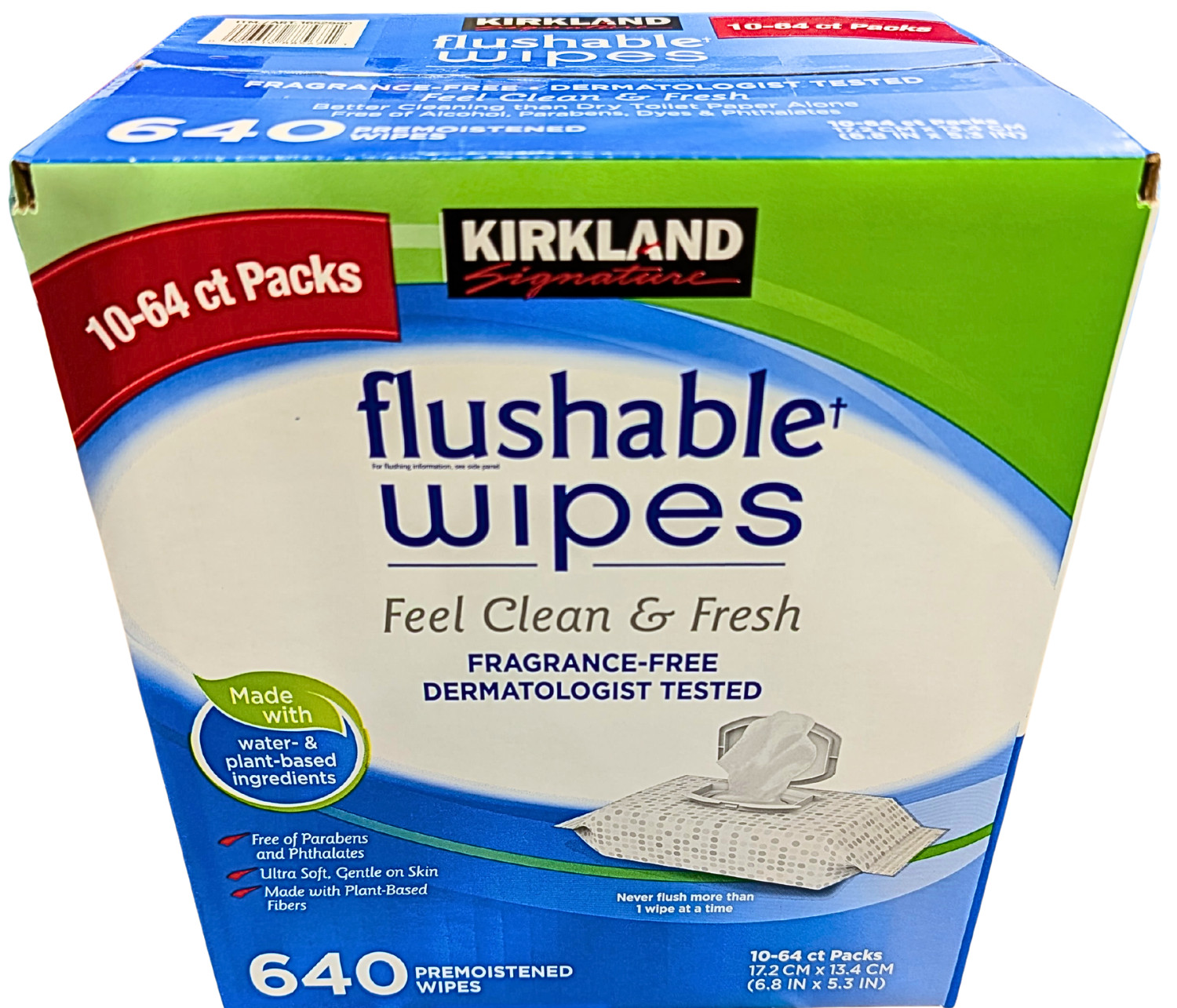 Kirkland Signature Premoistened Flushable Wipes Fragrance Free 640 Ct EXP 07/27