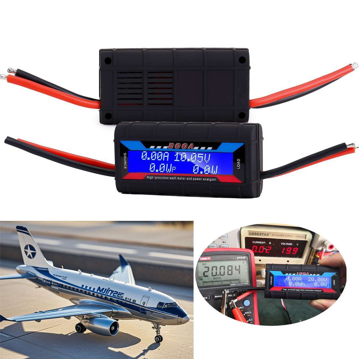 200A LCD Digital Watt Meter DC Volt Amp Monitor Analyser For RC Battery Solar