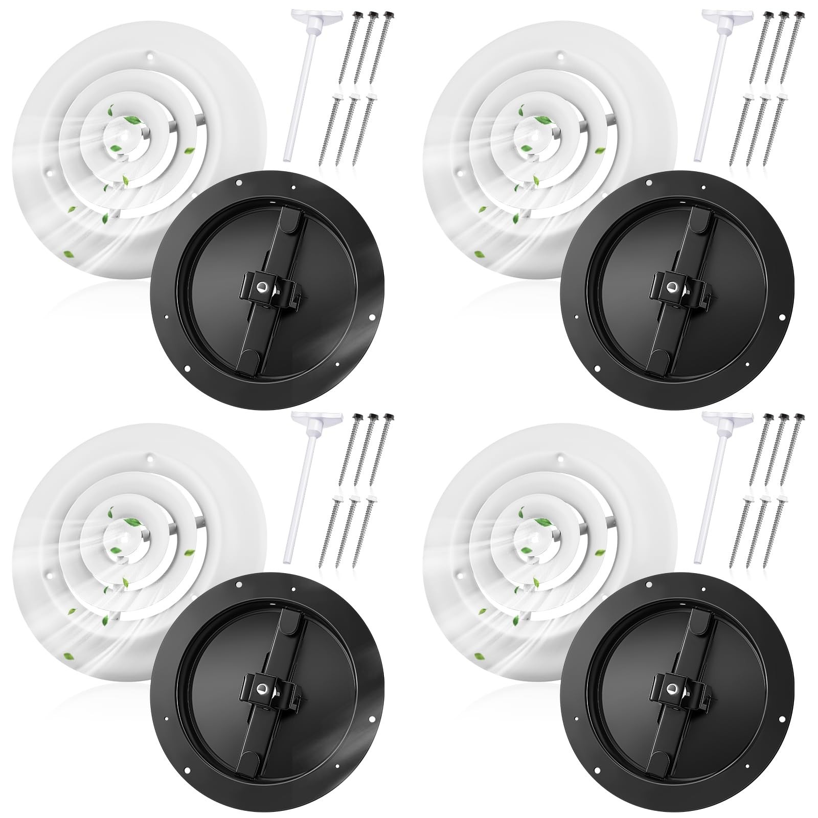 4 Pack 6 Inch round Vent Cover Ceiling Diffuser HVAC Vent Duct Cover Replacement