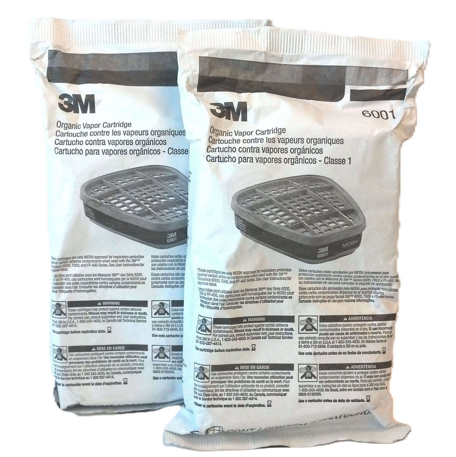 3M 6001 Respirator Organic Vapor Cartiridge – Lot of 2, Exp. 09/2026