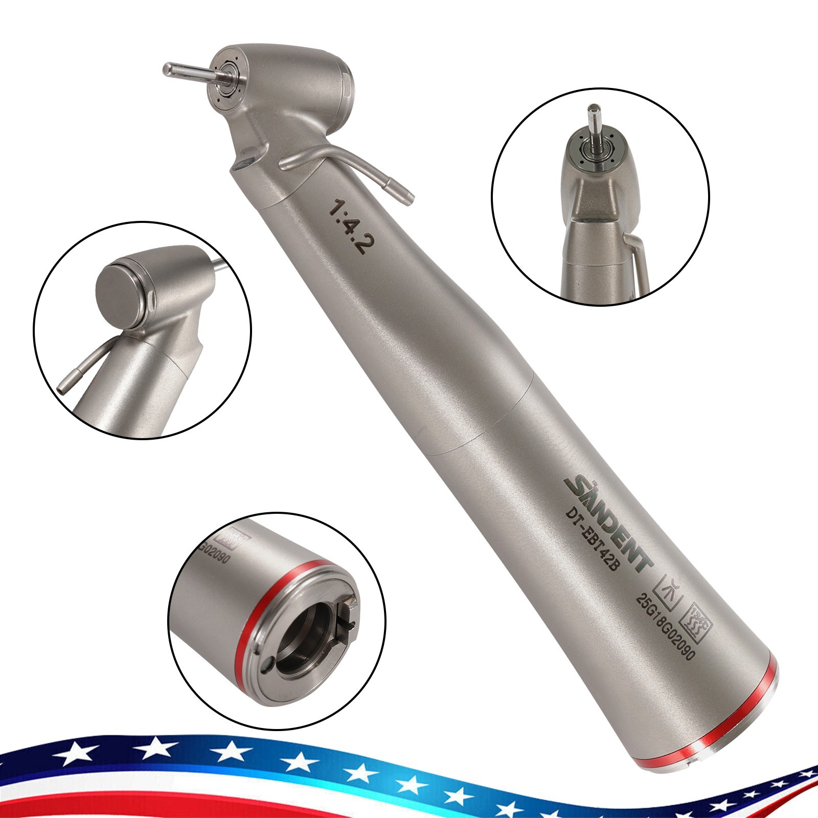 SANDENT Handpiece LED 1:4.2 Contra Angle 45° Surgical External Spray