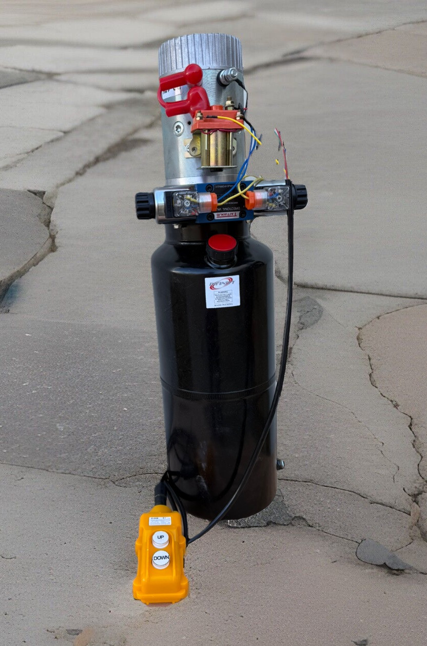 12v Double Acting Hydraulic Pump Dump Trailer Power Unit 2HP 10L Metal Reservoir