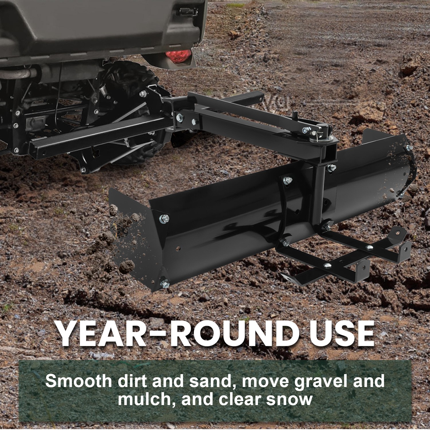 40″ Steel Adjustable Behind Box Scraper For Lawn Garden Tractors