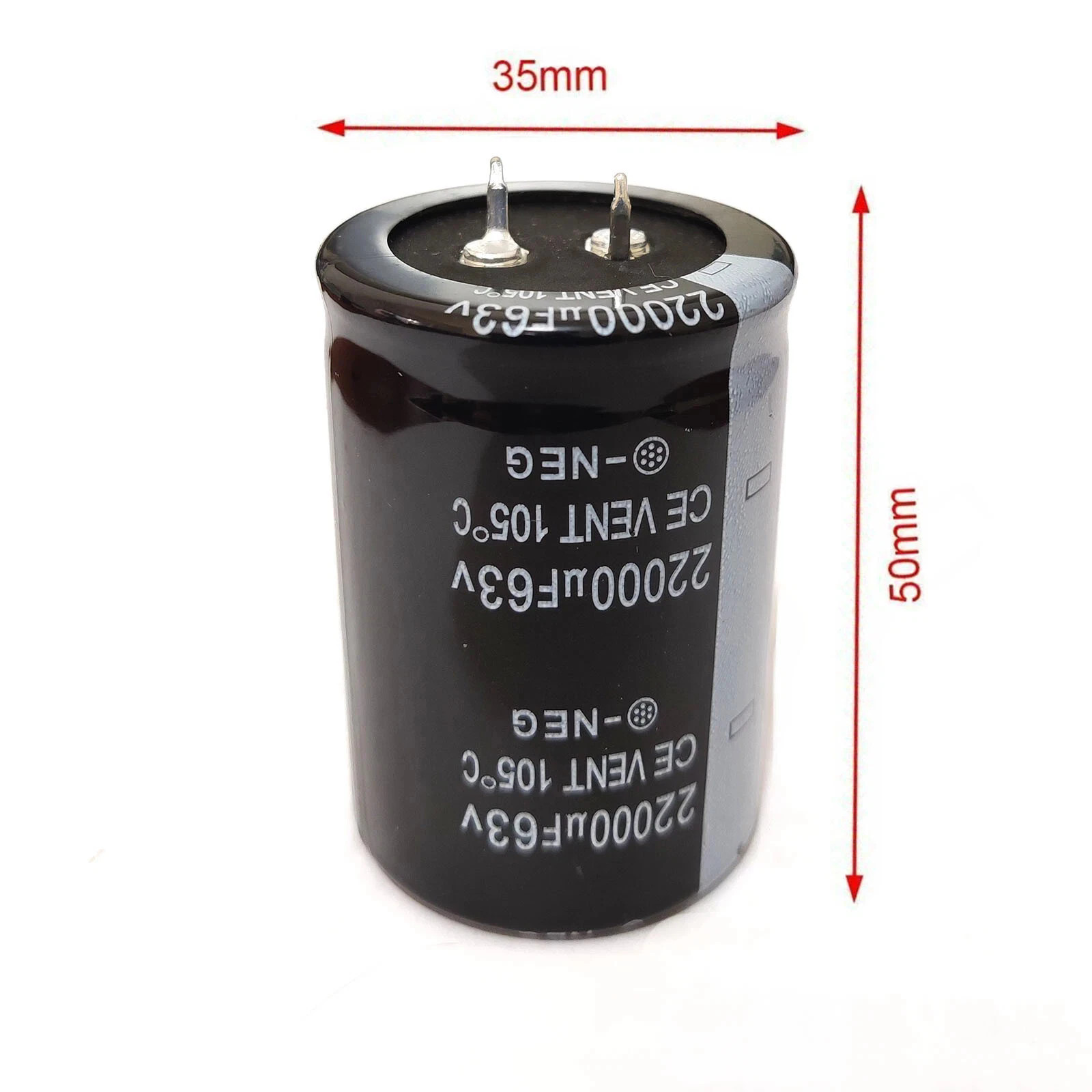 2pcs 63V22000UF Aluminum Filters Electrolytic Capacitor 35x50mm