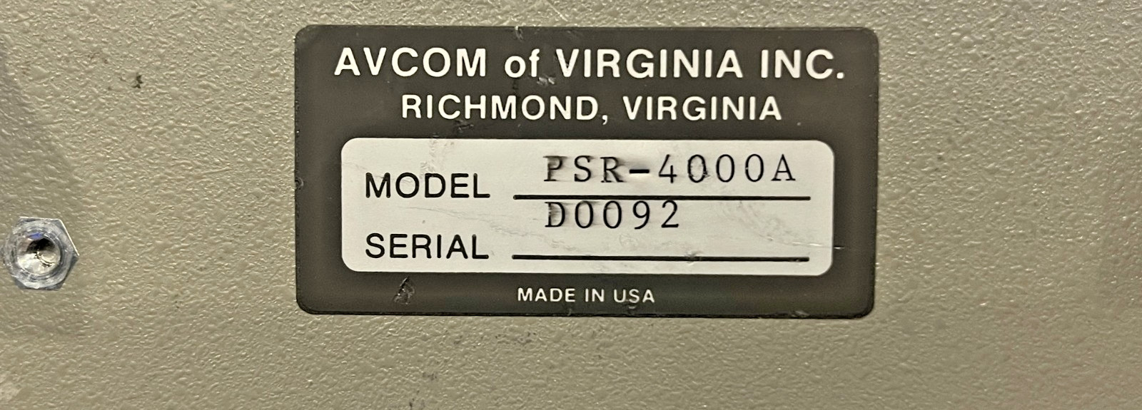 AVCOM PSR-4000A Portable Surveillance Receiver 12V DC Power Tested