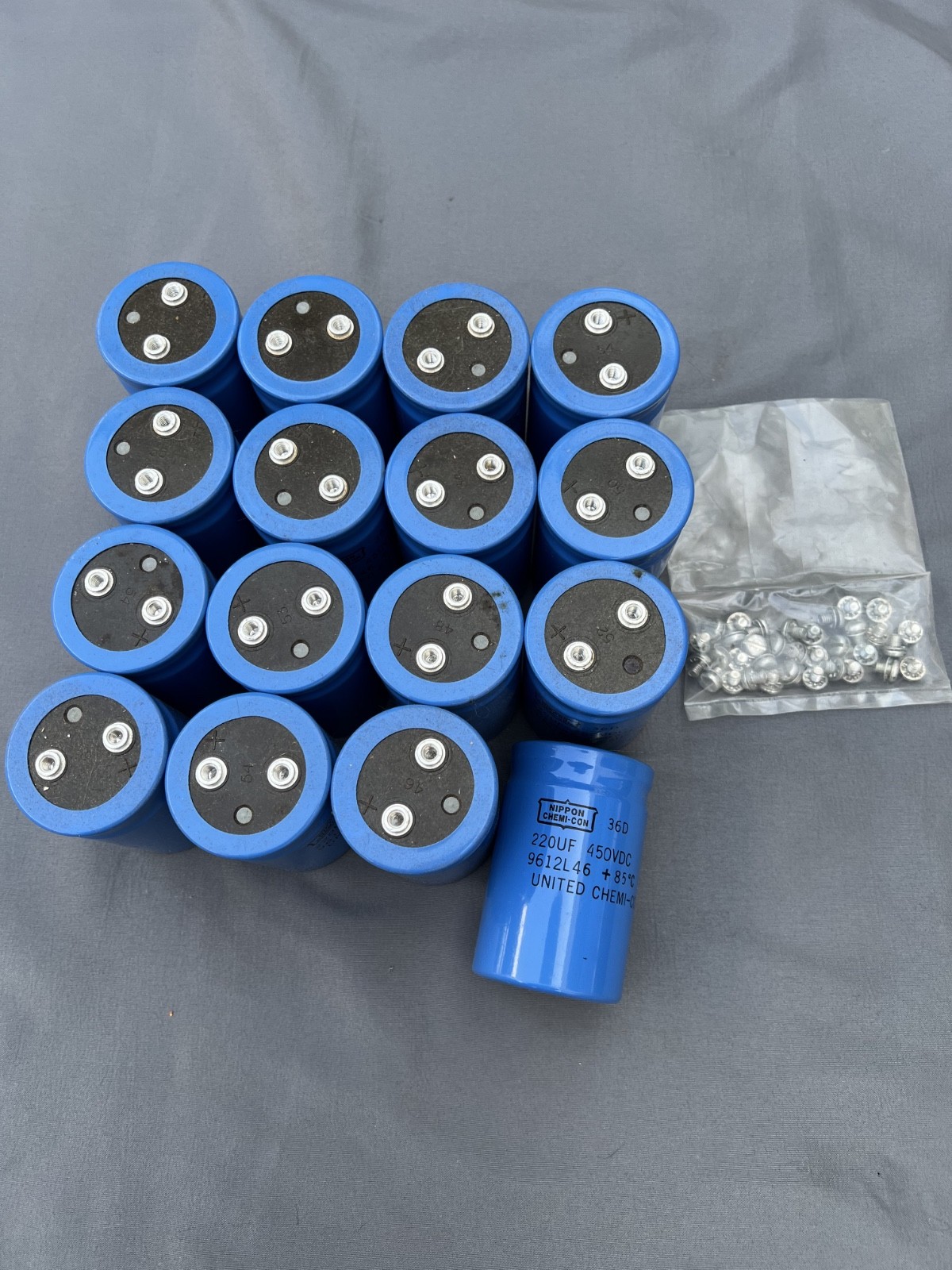 RF AMP Parts – 220uf Electrolytic Capacitors – 450v – Lot of 16 – New