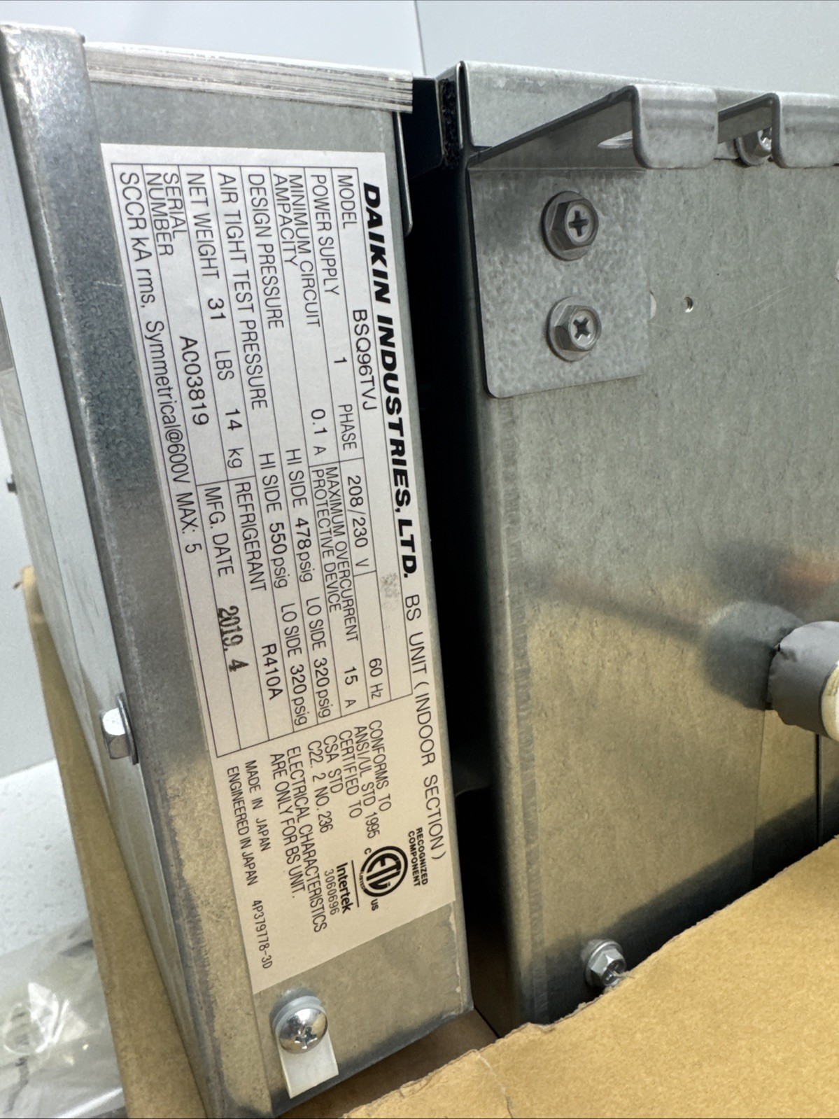 Daikin 2019 90,000 BTU – BSQ96TVJ Single Port Branch Selector Box NEW IN BOX