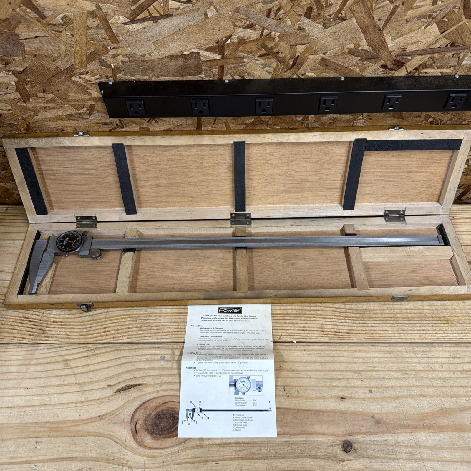 Fowler 24″ Dial Caliper Extended Range With Origional Wooden Case