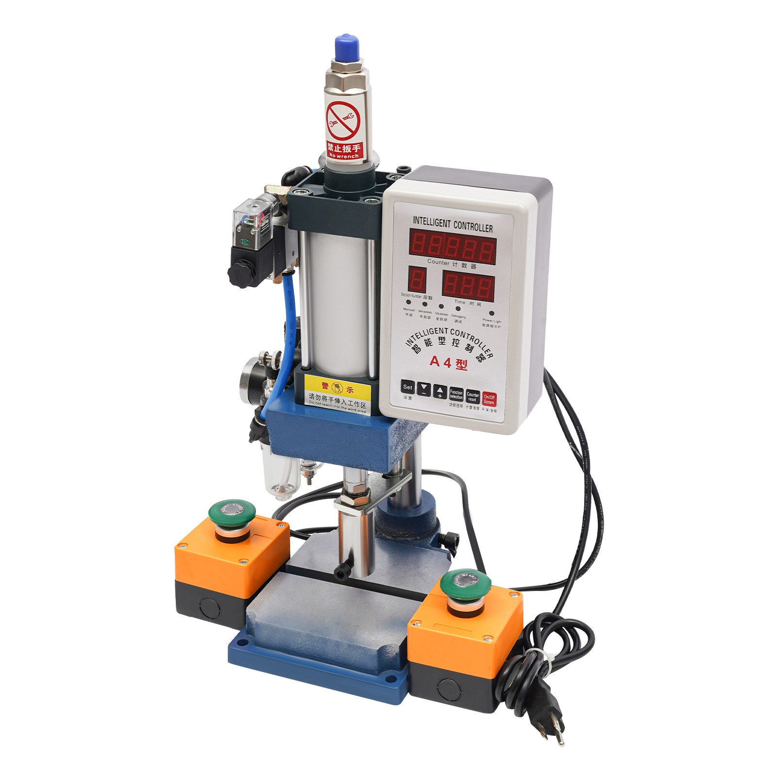 440lb Pneumatic Punch Press Machine Punch Die Hole Φ0.63in Controller 2 Buttons
