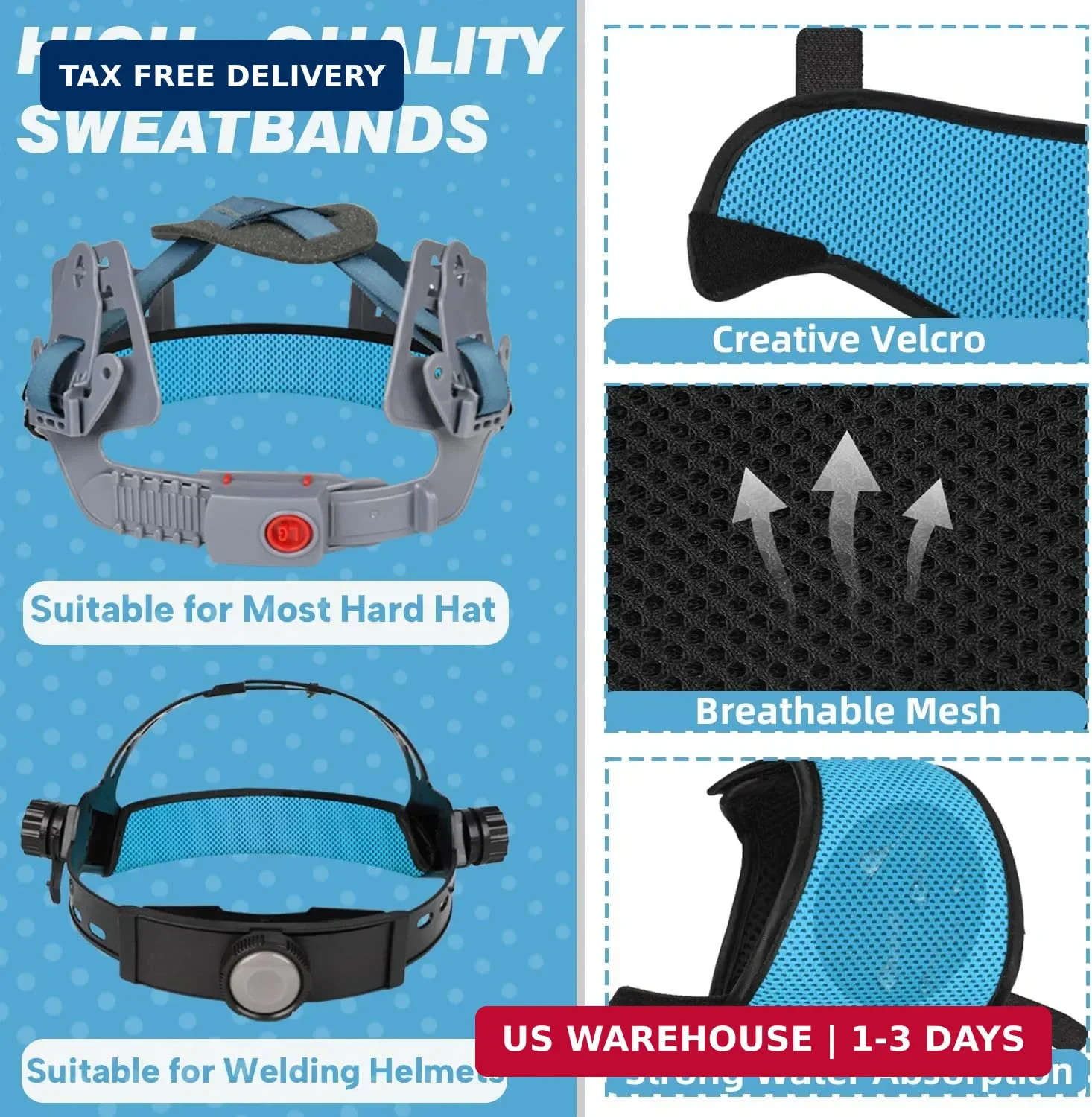 Hard Hat Sweat Bands 4Pcs, Innovative 3-Layer Fabric Sweatbands for Hard Hats Wa