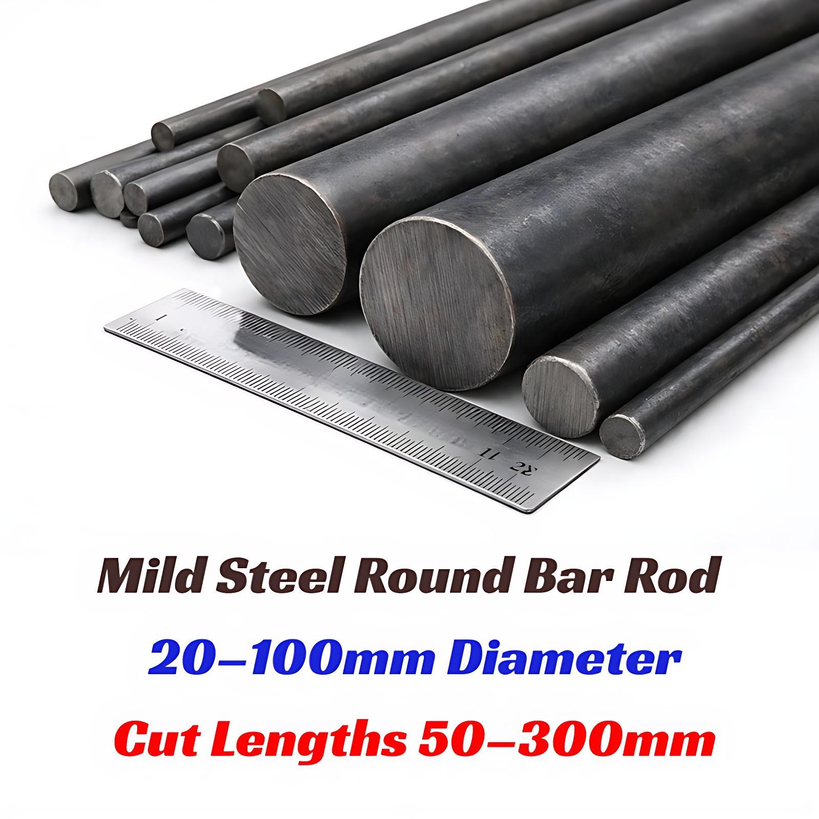Mild Steel Round Bar Rod | 20mm 25mm 28mm–100mm Diameter | Cut Lengths 50–300mm