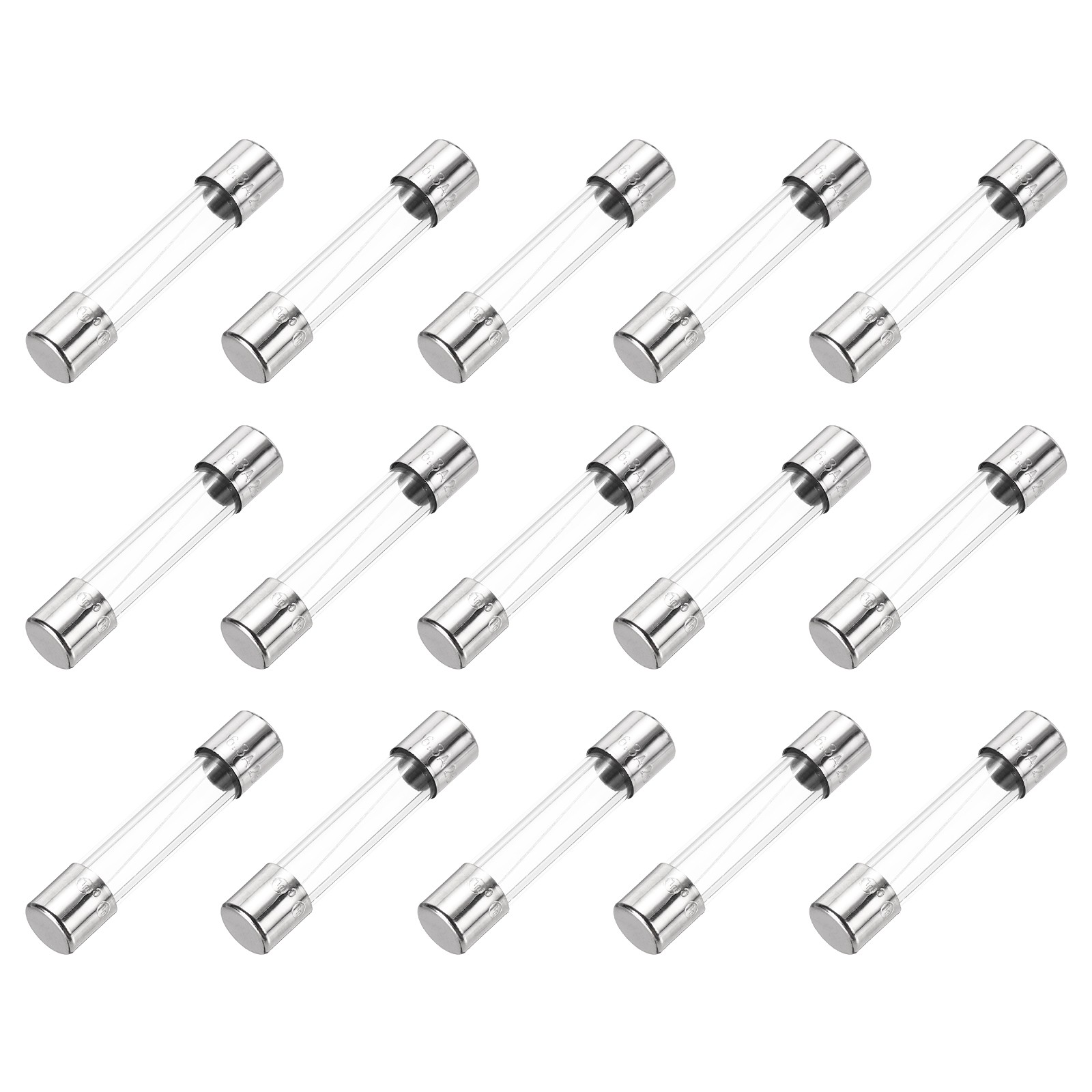 6.3A 250V Glass Fuse 6x30mm Time Delay Fuse for Home Appliances 15 Pcs