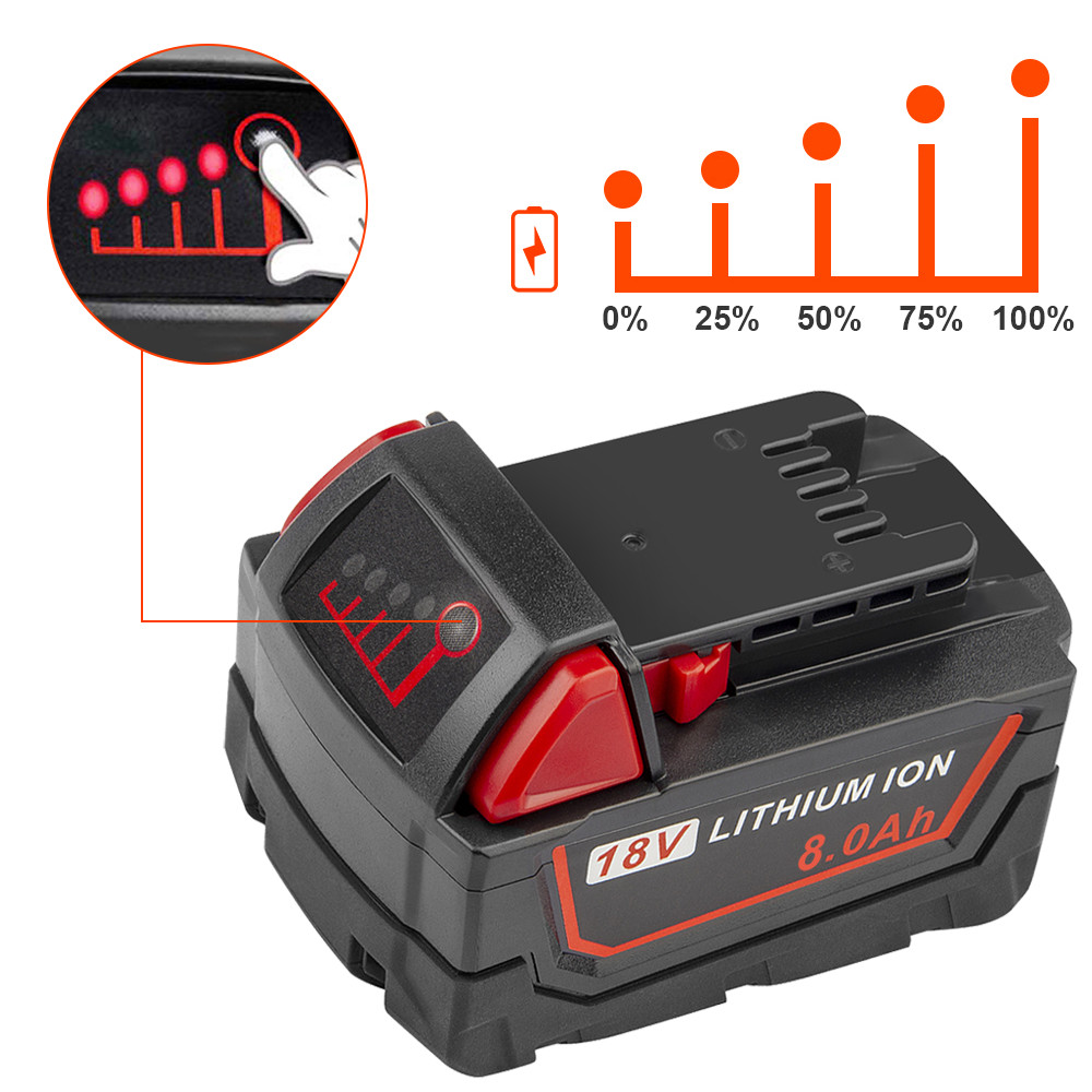 2PACK for M18 Battery Lithium Extended Capacity 8.0Ah For Milwaukee
