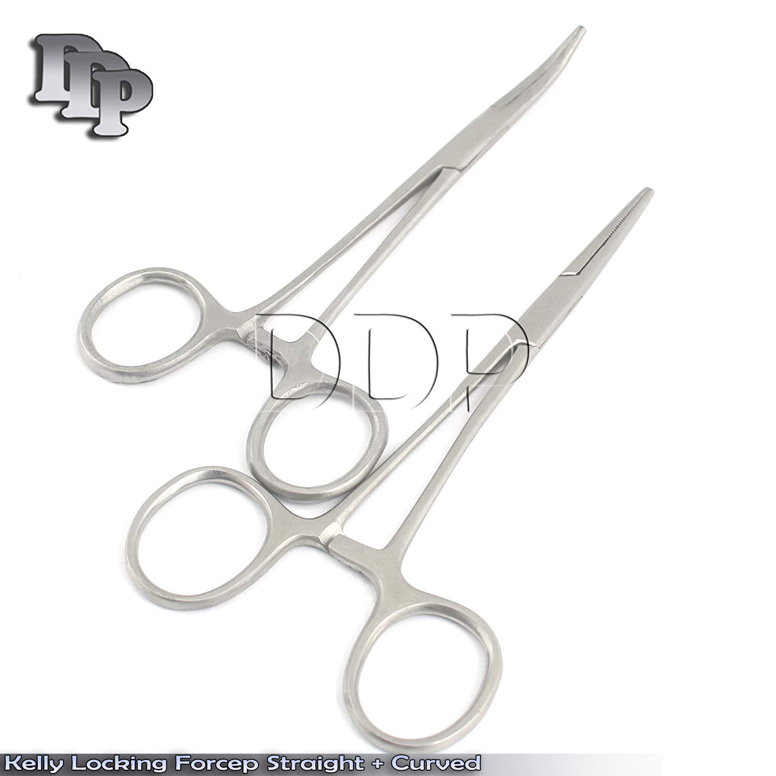 5.5″ 5 1/2 HEMOSTAT kelly forceps medical Curved and Straight – 2 Pieces