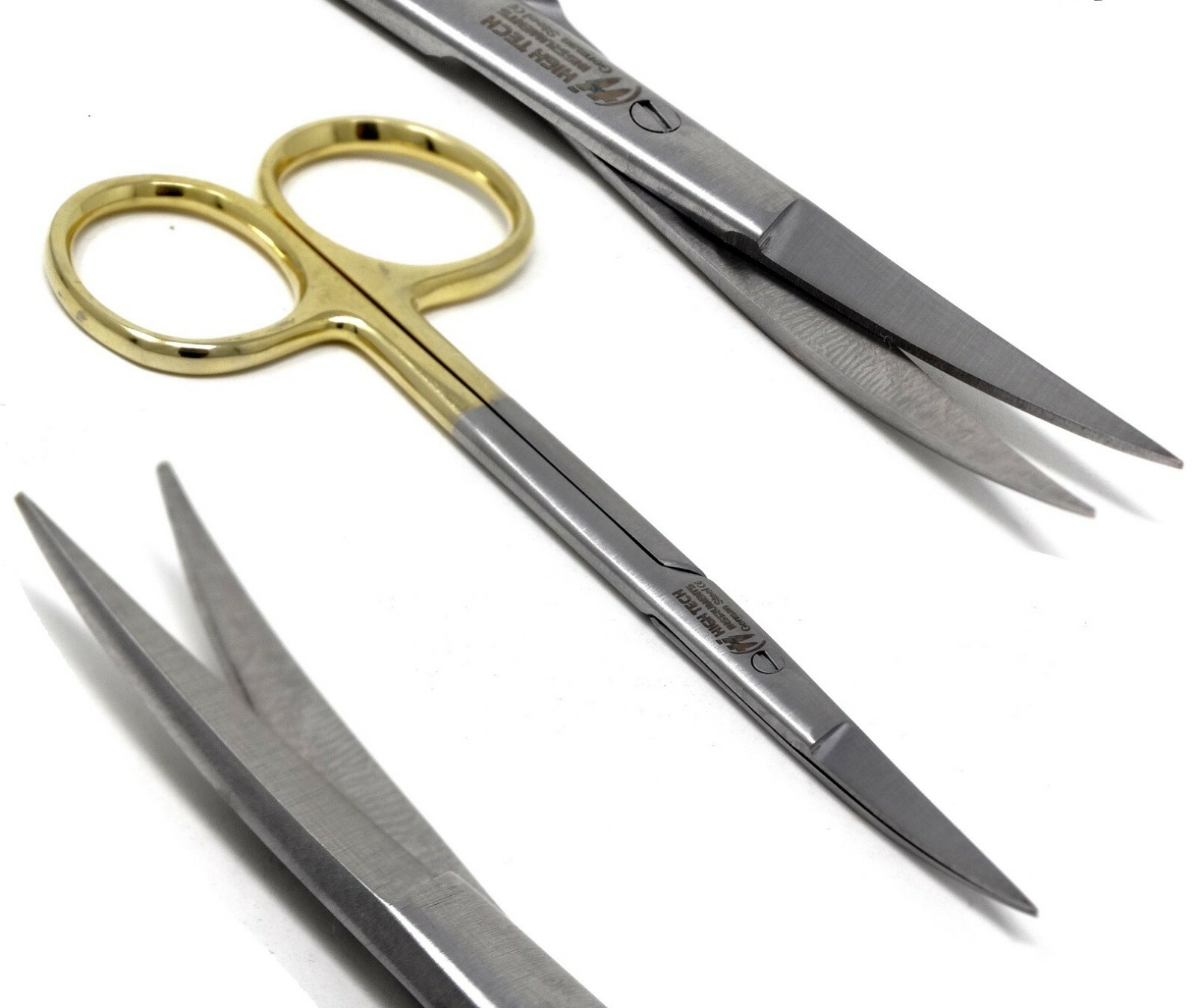 GOLD HANDLE FINE POINT IRIS MICRO DISSECTING SCISSORS CURVED 4.5″, PREMIUM