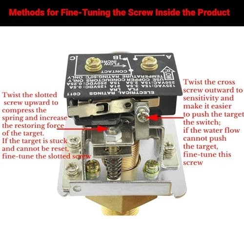 PDT R3/4 HFS20 Water Flow Switch, 15A 250V IP54 Automatic Paddle Type Target …