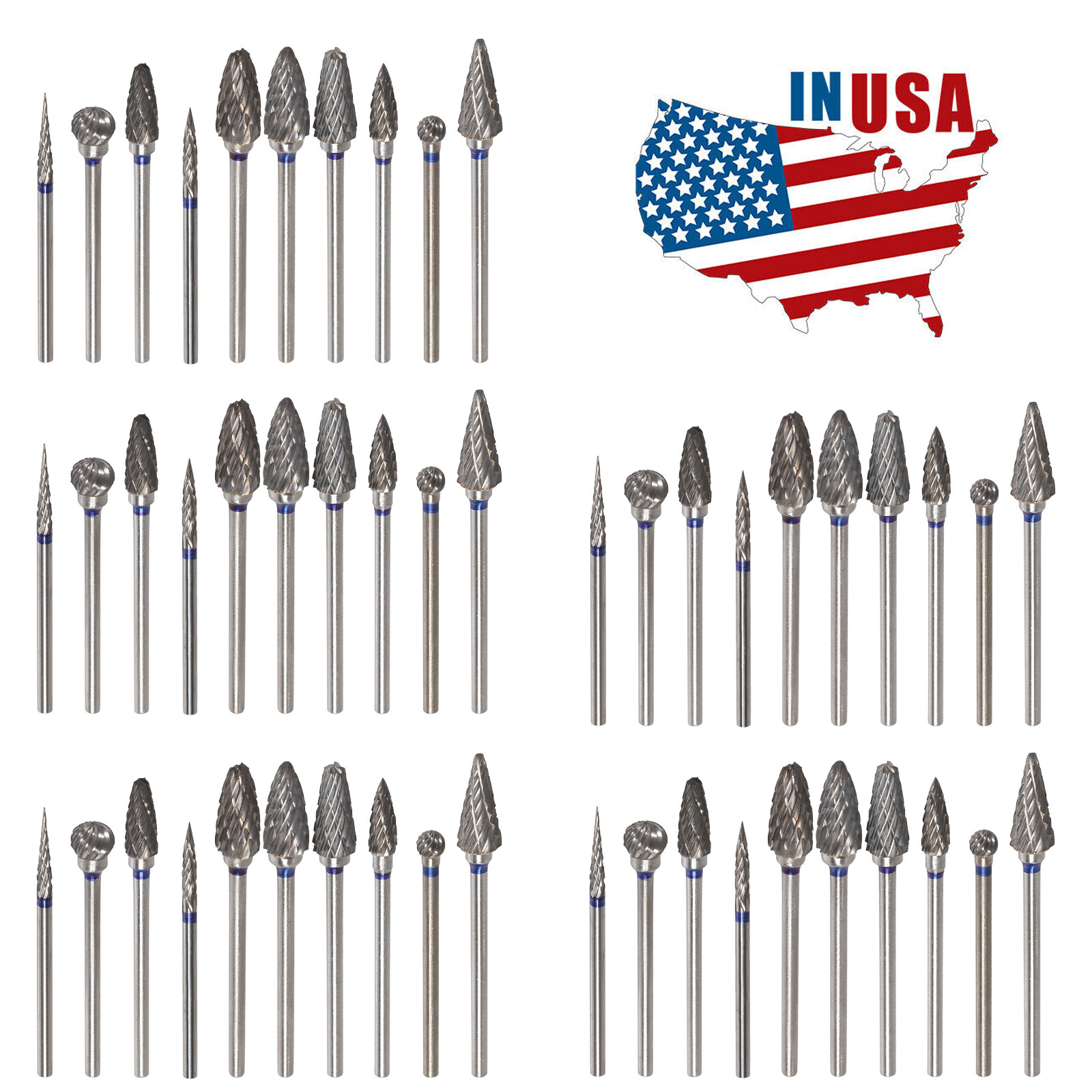 10-100pcs Tungsten Carbide Dental Acrylic Bur Drill Coarse Cutter 2.35mm Shank