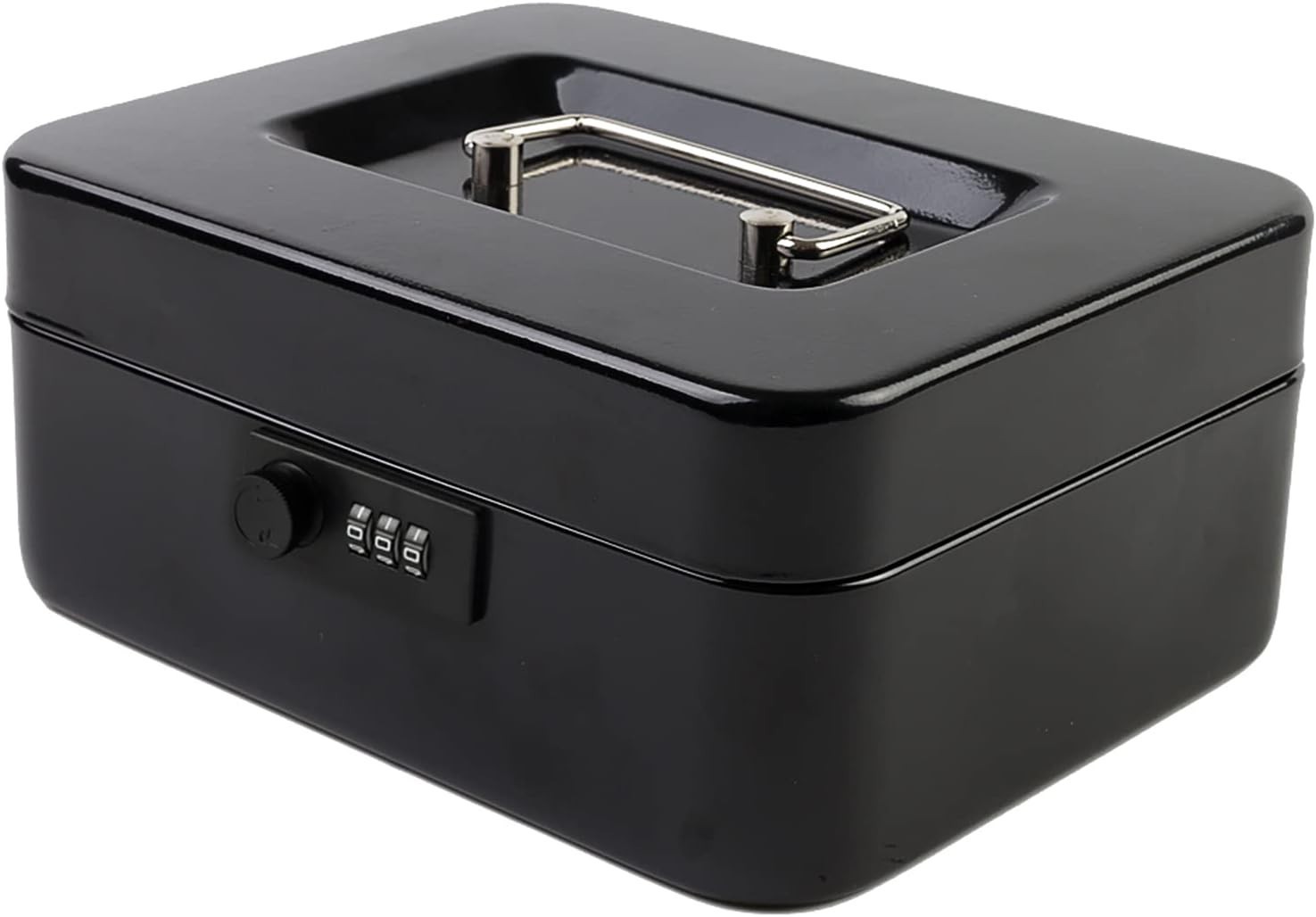 Everyday Use Portable Cash Box with Combination Lock – 7.87×6.30 Inches Black