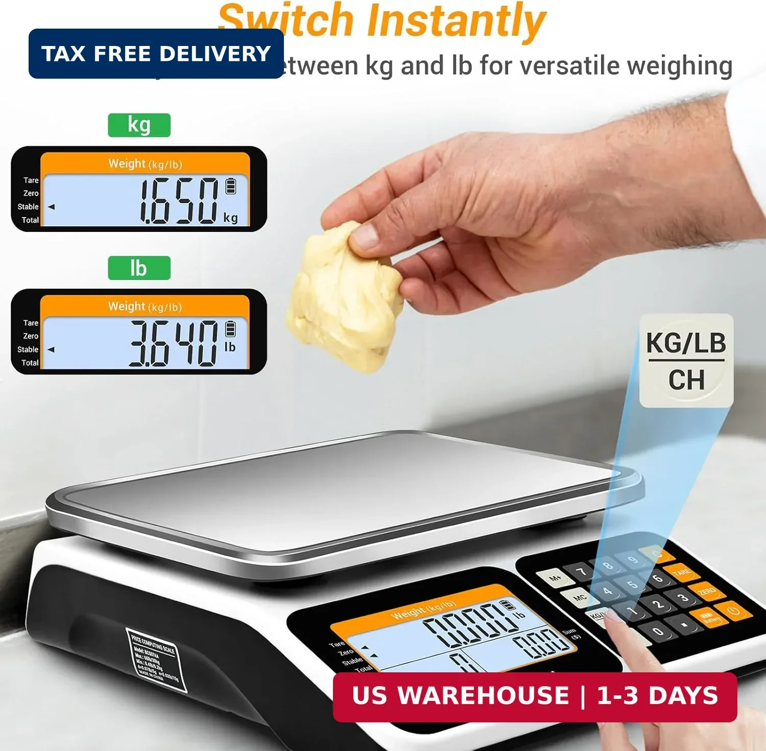 Commercial Food Scale 66lb/30kg, High Precision Digital Price Computing Scale fo