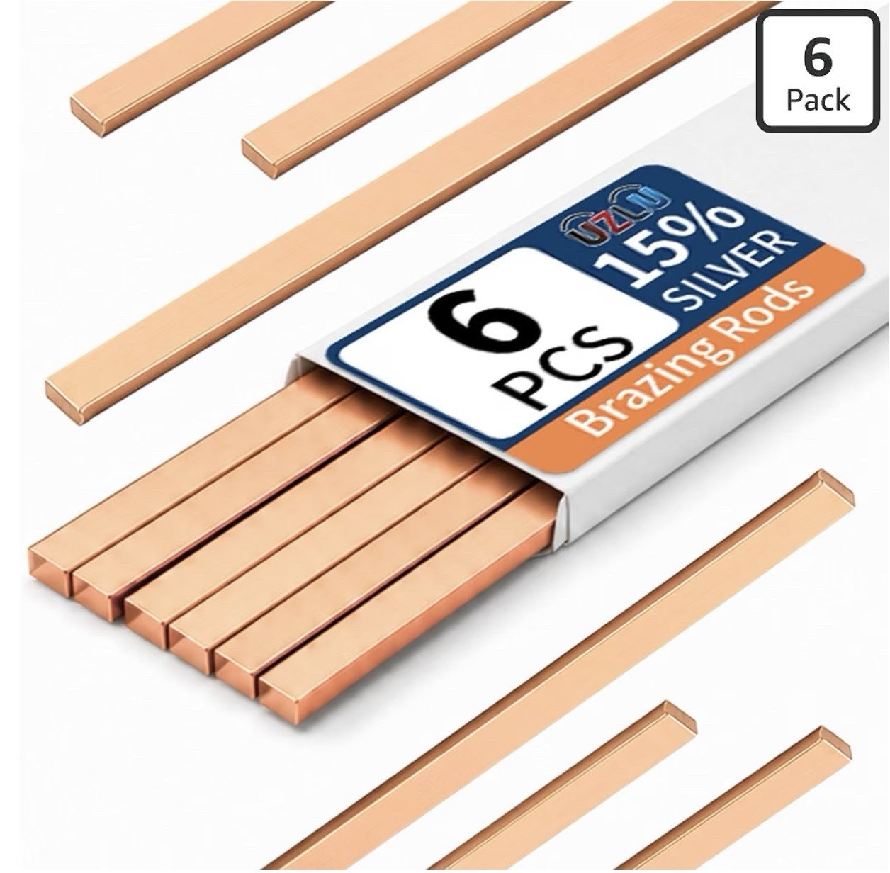 BCuP-5 AWS 15% Silver Copper Alloy Brazing Rods 14 in Flat Strip 6 Pack