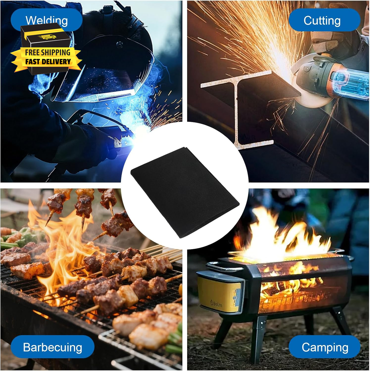 8X12 Inch Welding Blanket Fireproof, 5Mm Carbon Felt Wick, Flame Retardant Fabri