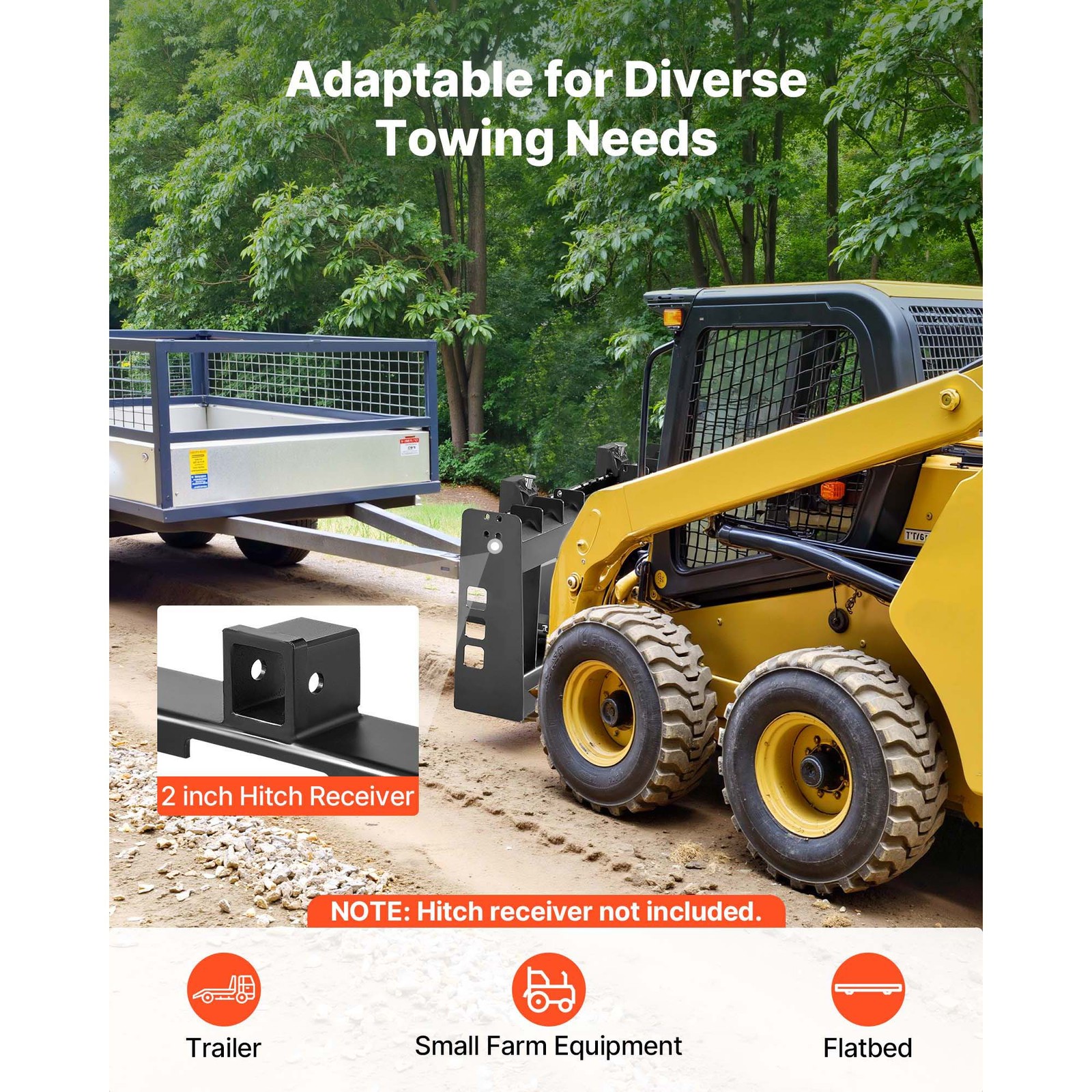 Uimoso 45″ 4000lbs Skid Steer Pallet Frame w/2″ Hitch Receiver and Spear Sleeves