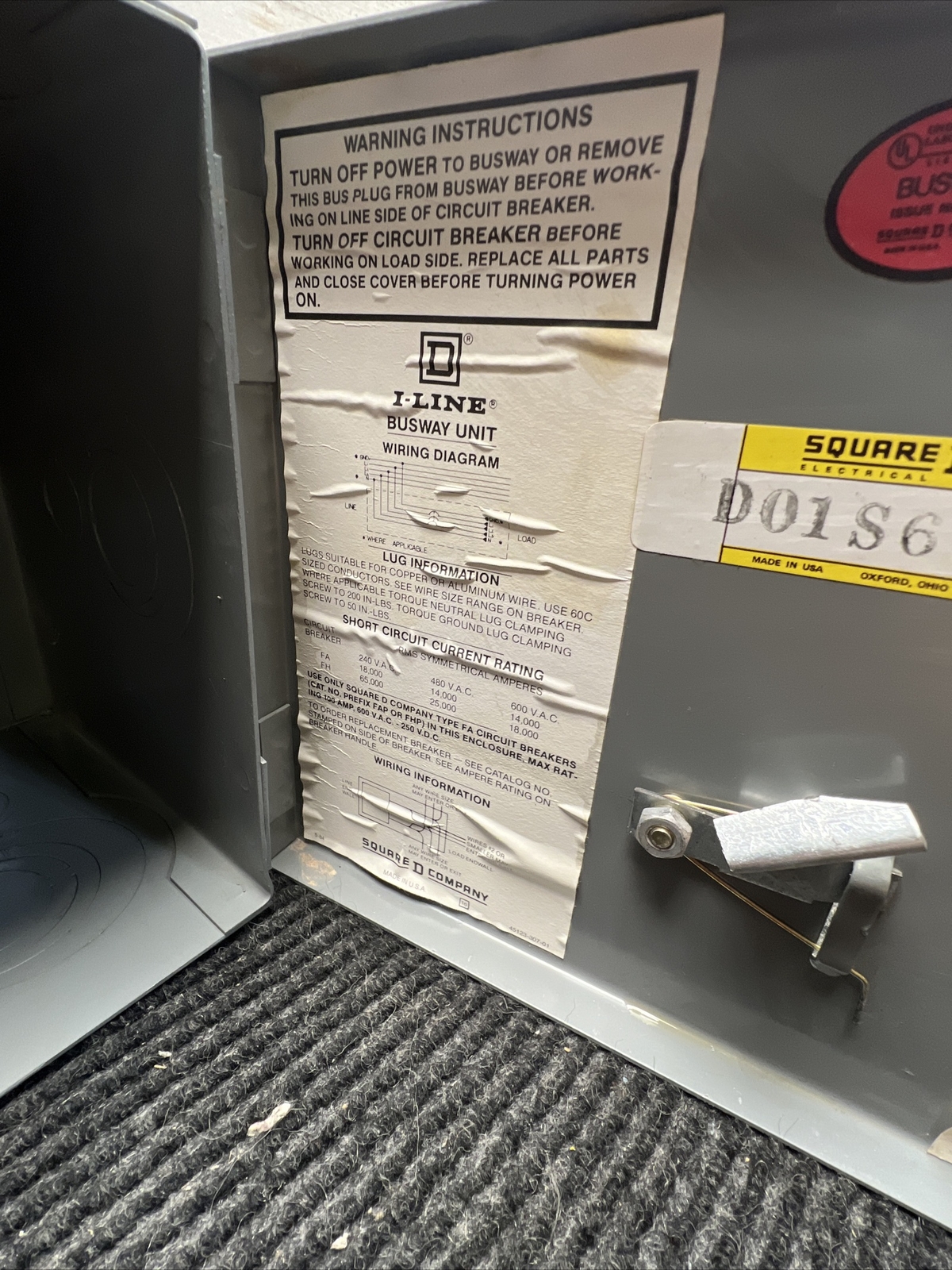 Used SQUARE D Busway Circuit Plug-in Unit PFA36040GN 40 AMPS