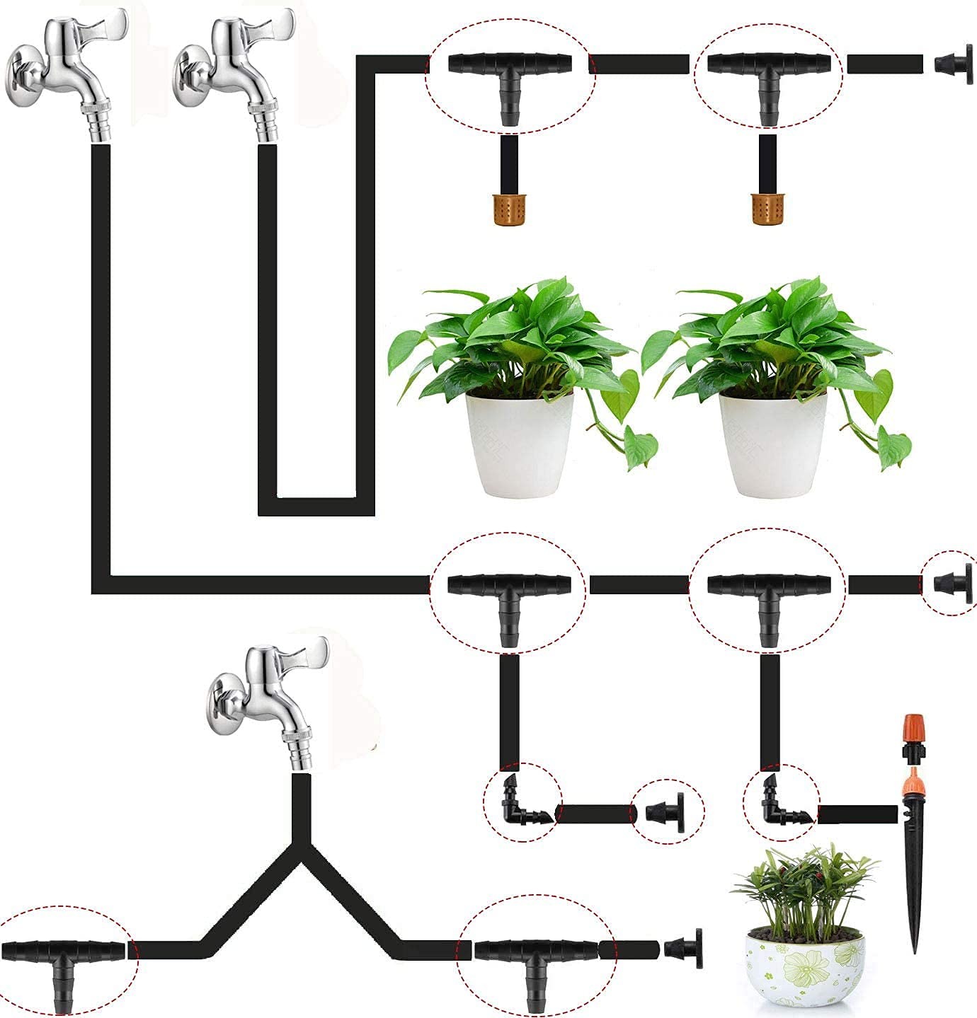 280 Pcs Barbed Connectors Irrigation Fittings style 1, black|grey|white