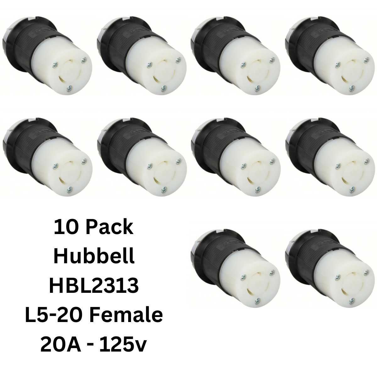 LOT 10x Hubbell HBL2313 AC Female Edison NEMA L5-20R Receptacle 20A 250V Connect
