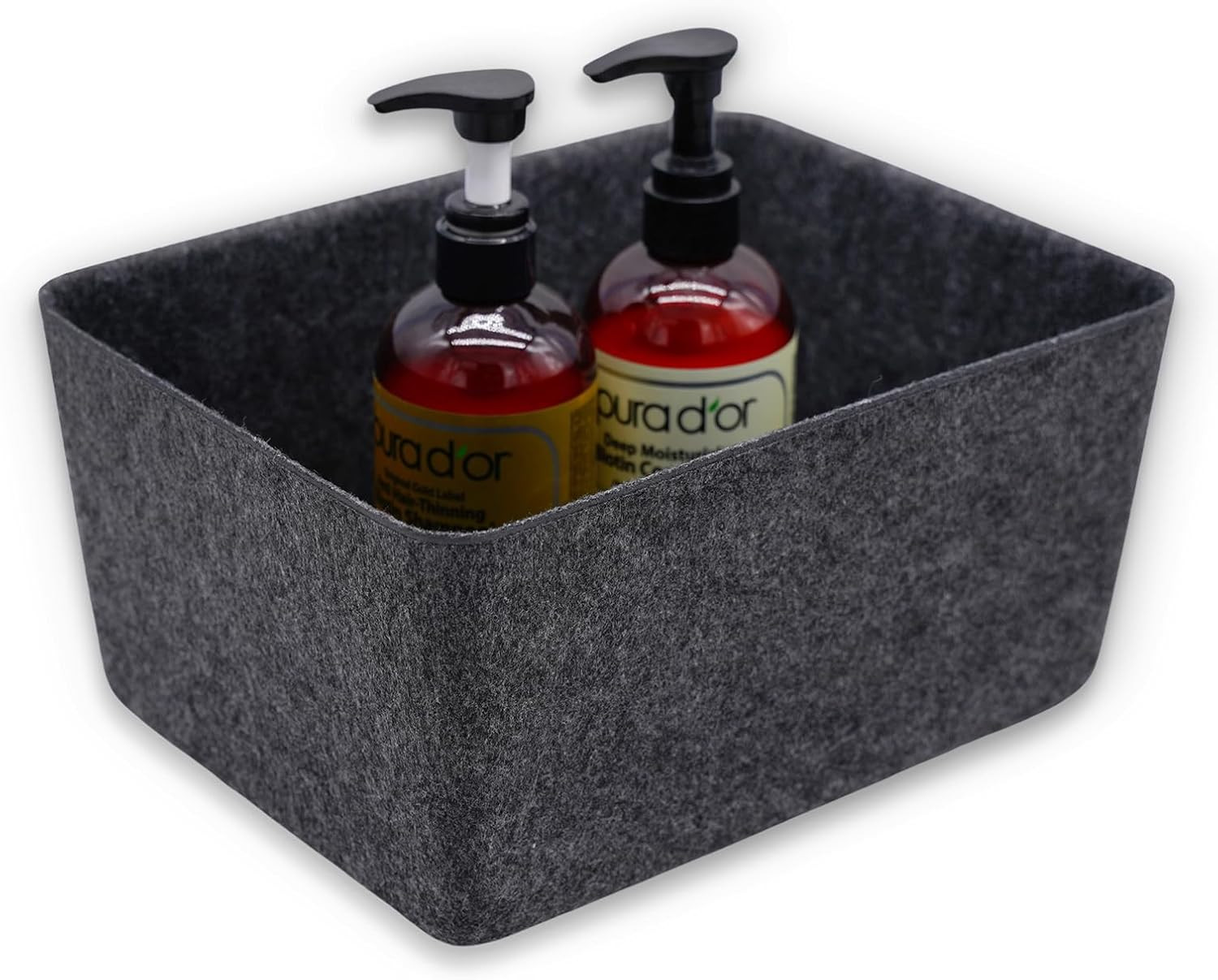Charcoal Minimalist Felt Desk Organizer – Deep & Wide Storage Bin