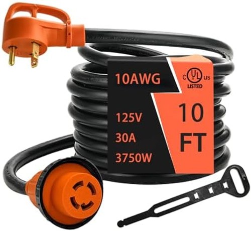 EMA TT-30P Male to L14-30R Female 10AWG 10 ft Adapter Cord, 30 Amp 3 Prong to…