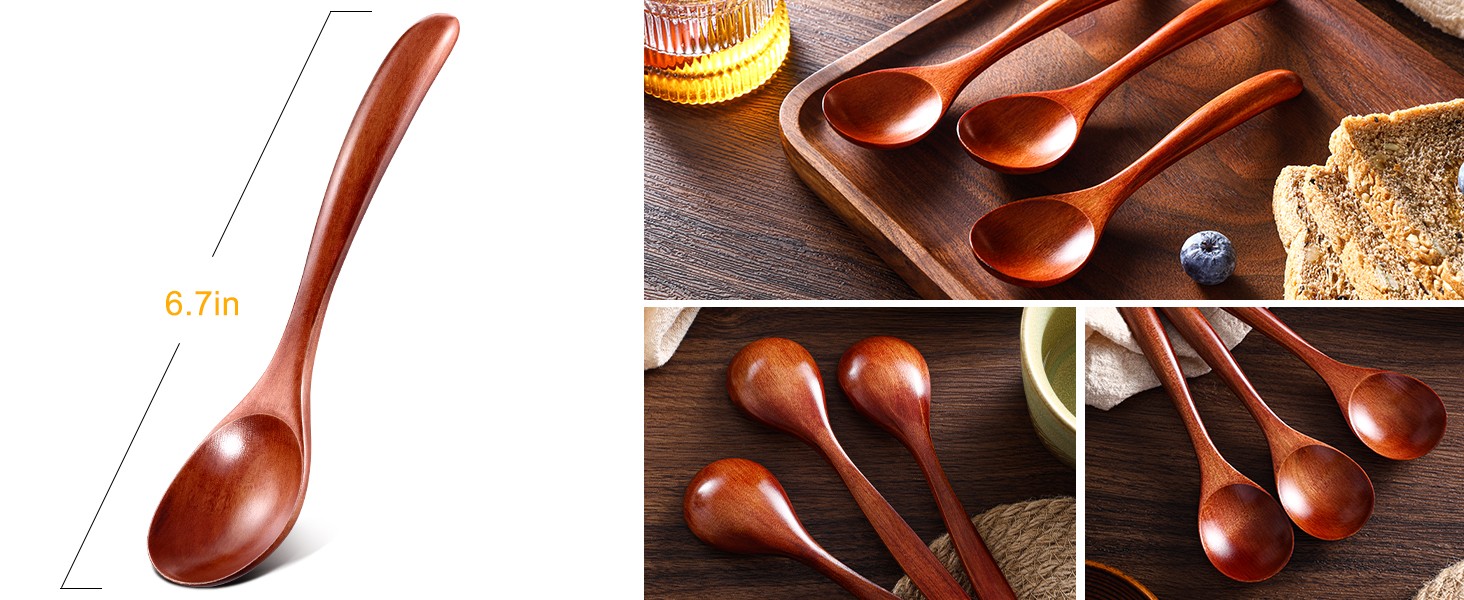 50PCS Small Wooden Spoons 6.7″ Soup Spoons Bulk for Eating with Stirring &