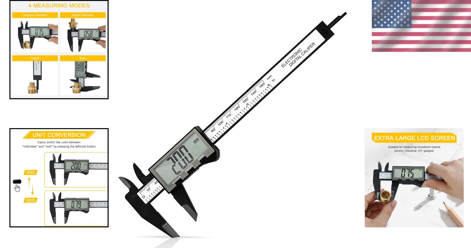 Extra-Large LCD Digital Caliper – 6-Inch Precision Tool for Crafts and Industry