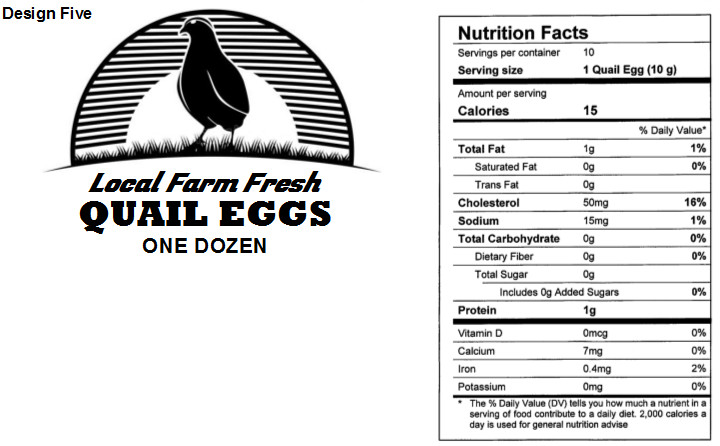 QUAIL EGG CARTON LABELS 25/LABELS (CARTON NOT INCLUDED)