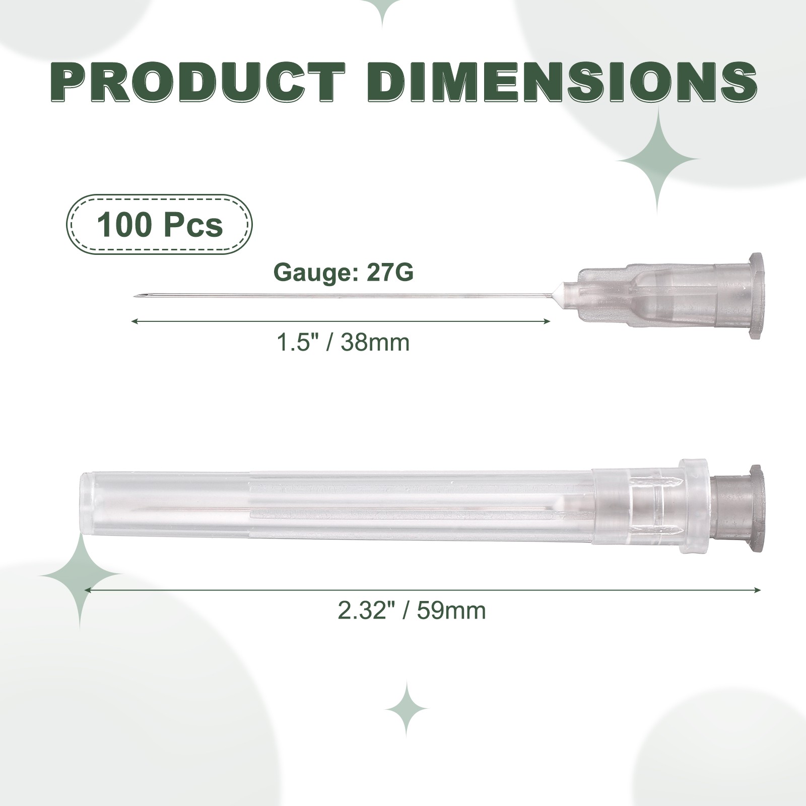 100 Pcs Dispensing Needle 27 Gauge 1.5″, Stainless Steel Tips(Gray)