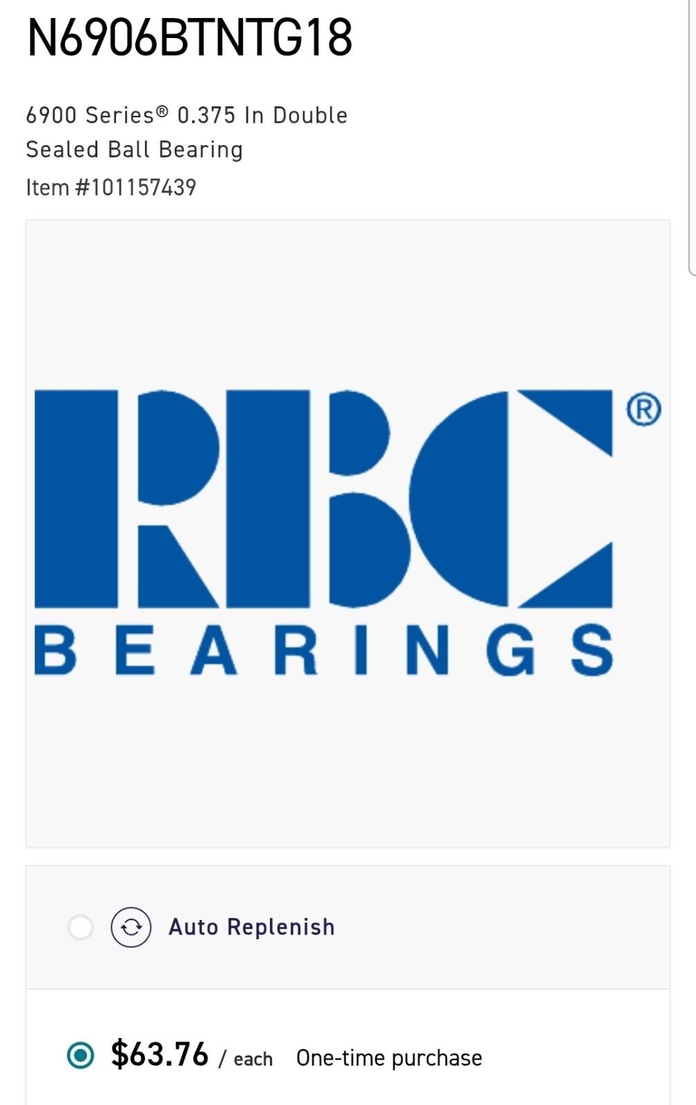 (10) New In Box Nice RBC N6906BTNTG18 Ball Bearings. Made In U.S.A. Quality