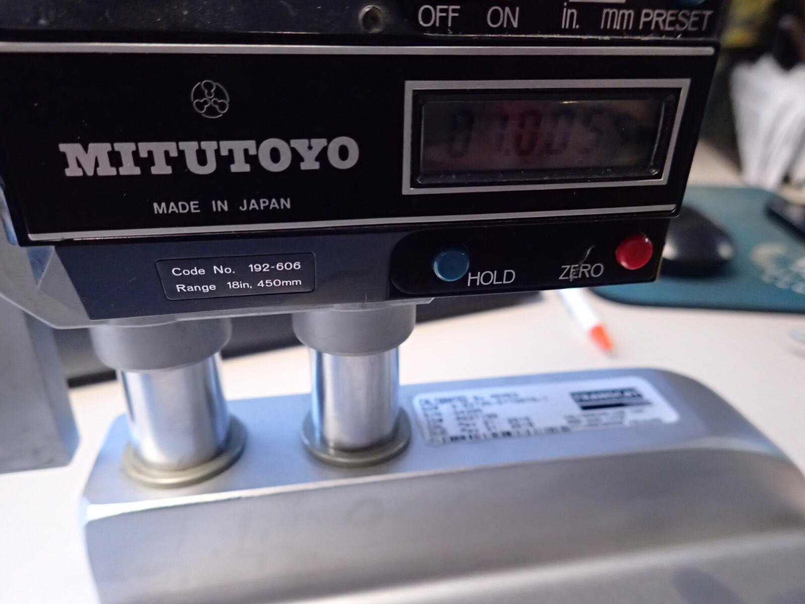 MITUTOYO 192-606 DIGIMATIC ELECTRONIC HEIGHT GAGE RANGE 18in, 450mm