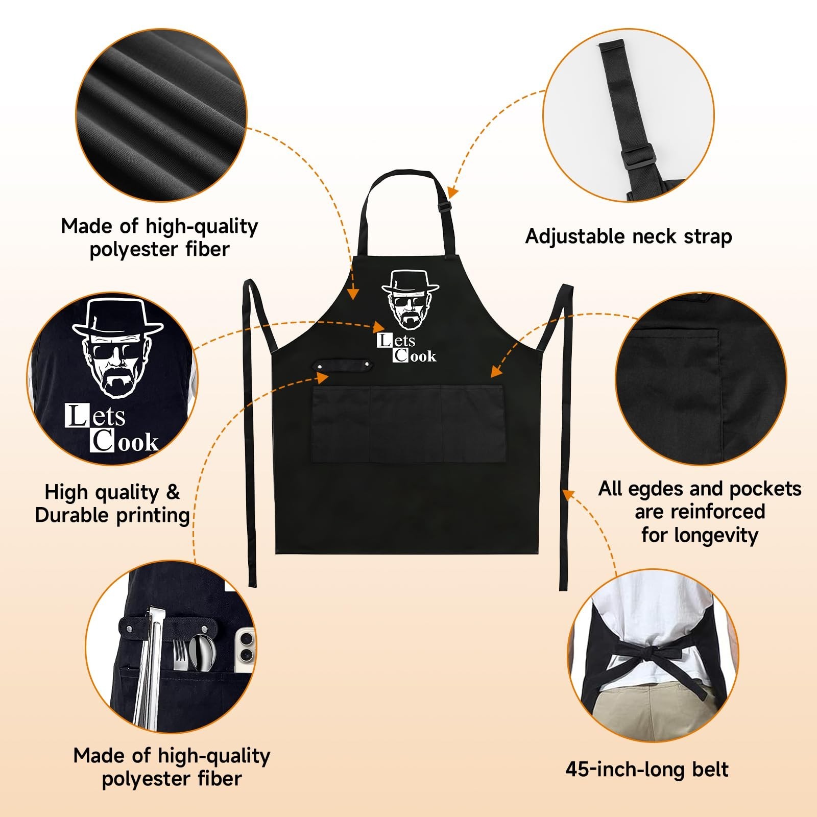 Funny Aprons for Men – Adjustable Grilling BBQ Chef Kitchen Cooking Apron wit…