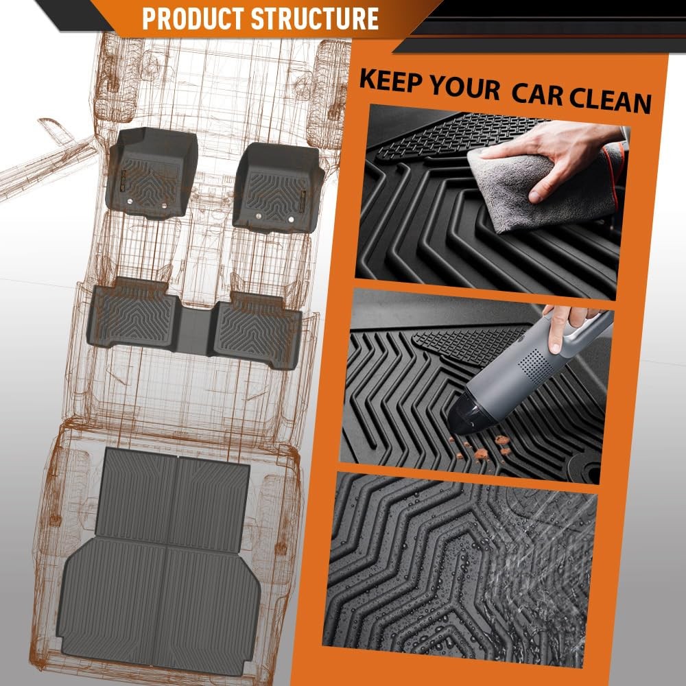 3PCS TPE Floor Mats Liners for Nissan Kicks 2018-2024 All Weather Black