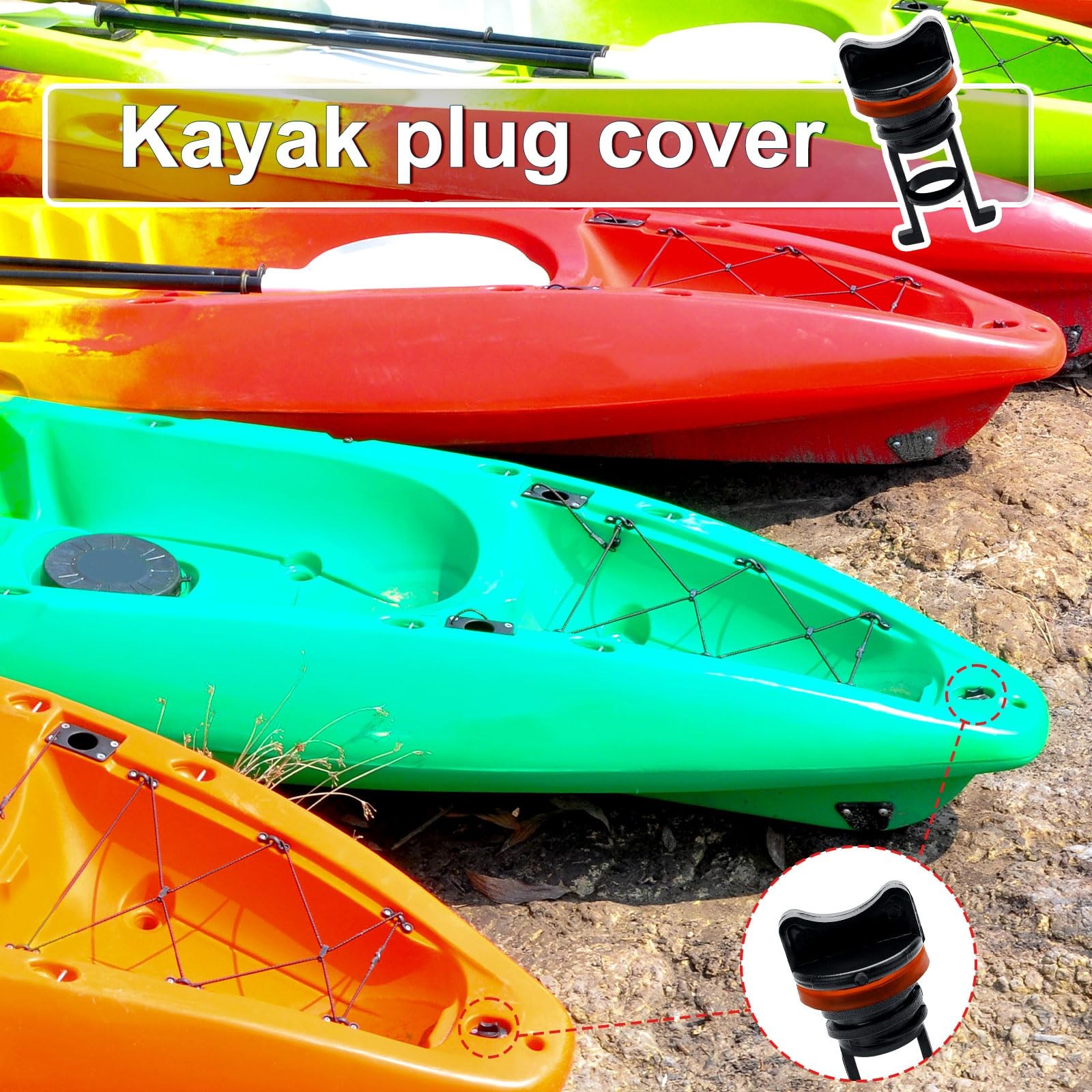 PEUTIER Boat Drain Plugs, 1.9cm/3/4in Diameter Nylon Thread Medium, Orange