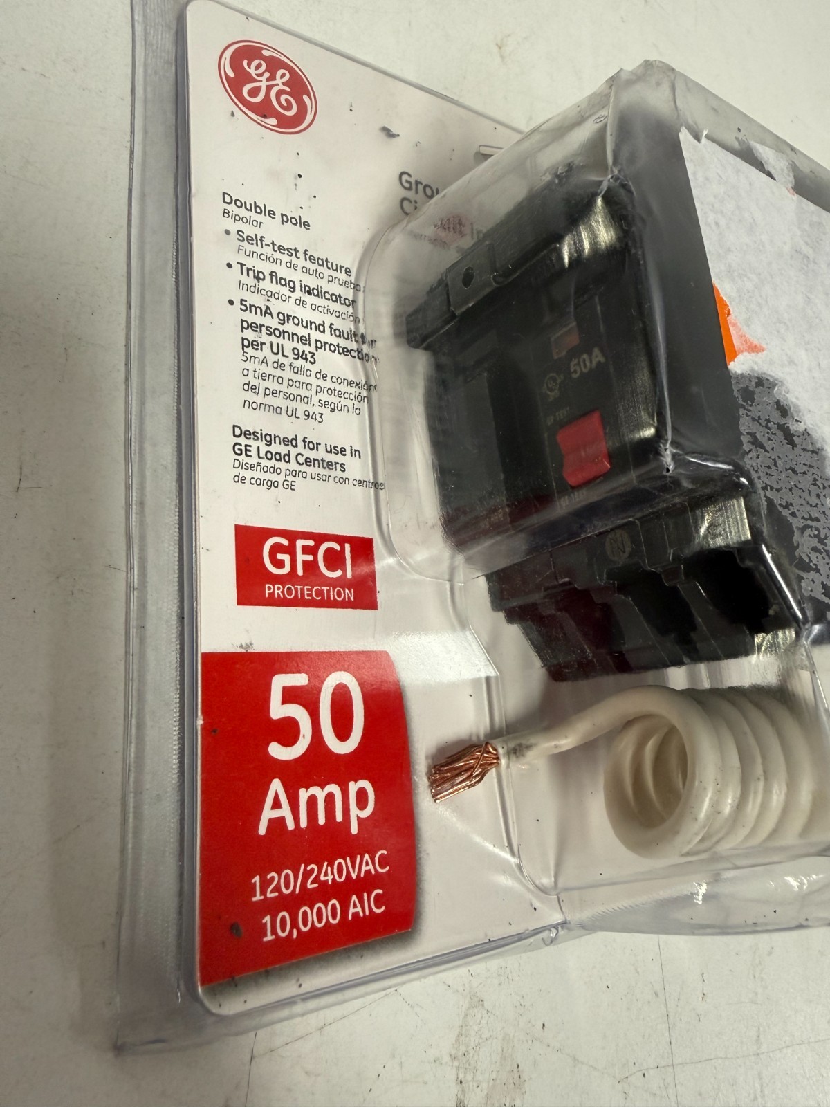 GE Ground Fault Circuit Breaker Interrupter 50A GFCI Double Pole-THQL2150GFT2P