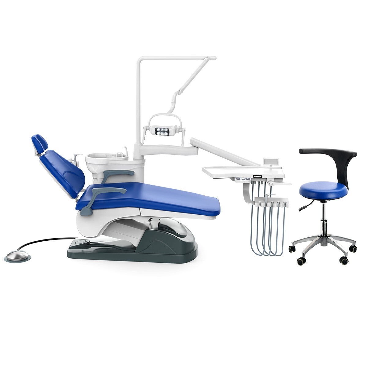 Dental Unit Chair Computer Controlled DC Motor Integral PU Hard Leather & Stool