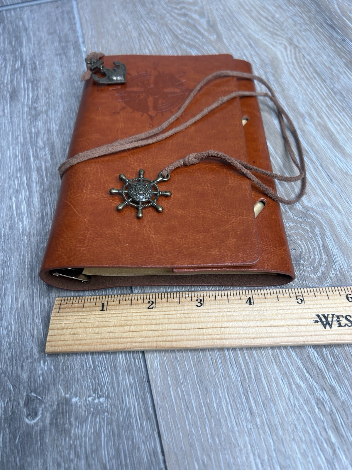 Nautical Vintage Leather Journal Refillable Notebook Compass Anchor Travel Diary